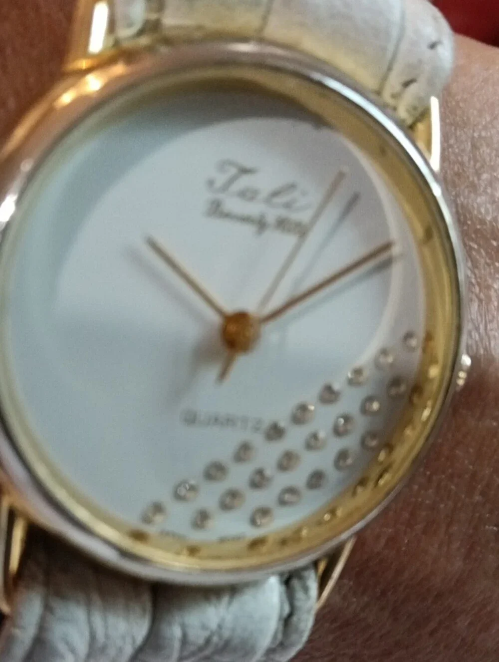 Women's White Leather Gold Accent Quartz Watch